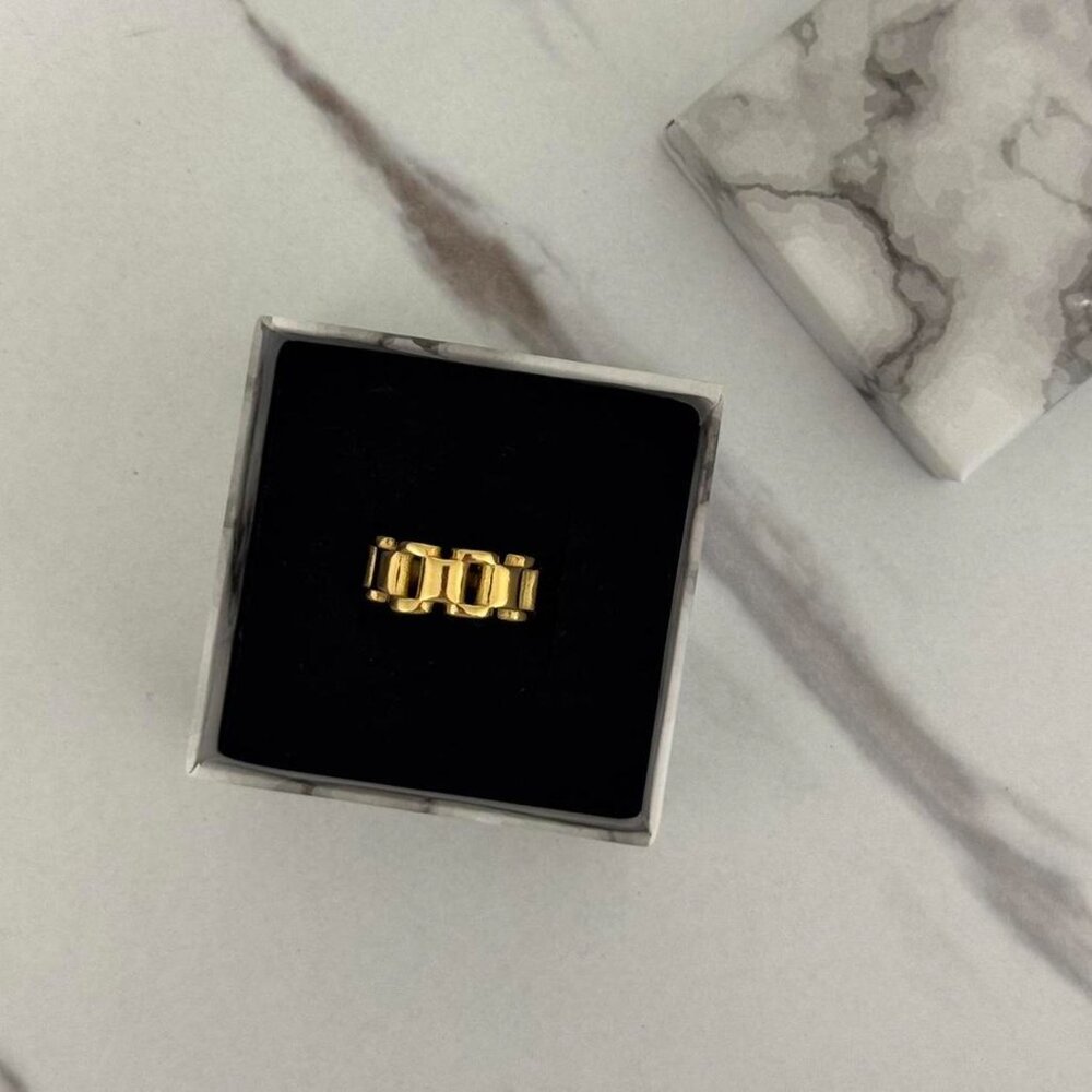 SKU0228 Retro Gold Chain Women Minimalist Ring Stainless‎ steel + gift bag